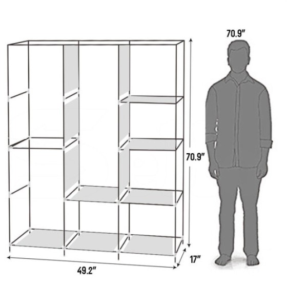 71-inch Portable Wardrobe Rack and Organizer with Shelves